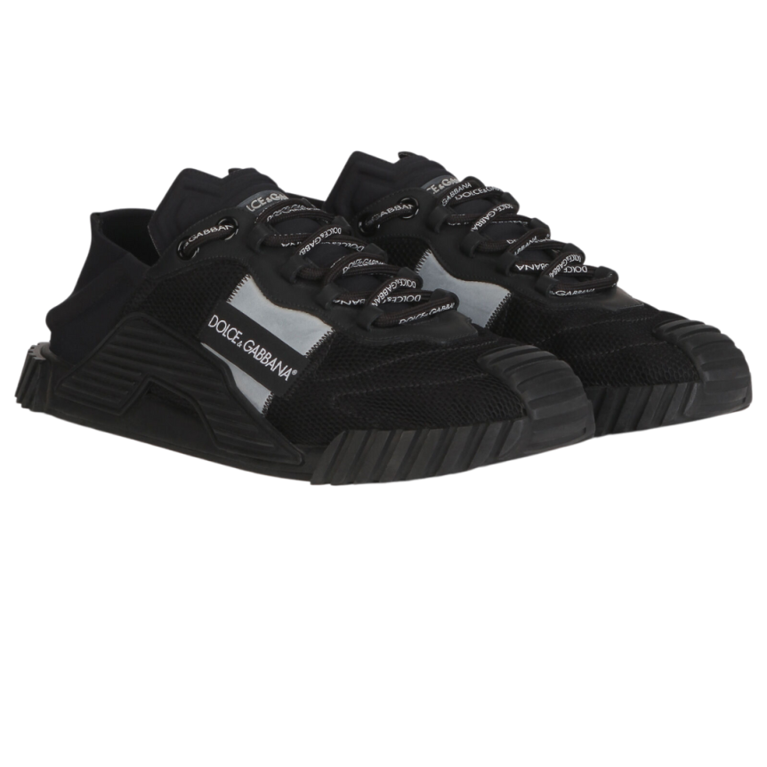 Baskets à enfiler DOLCE & GABBANA NS1 noir mesh argent