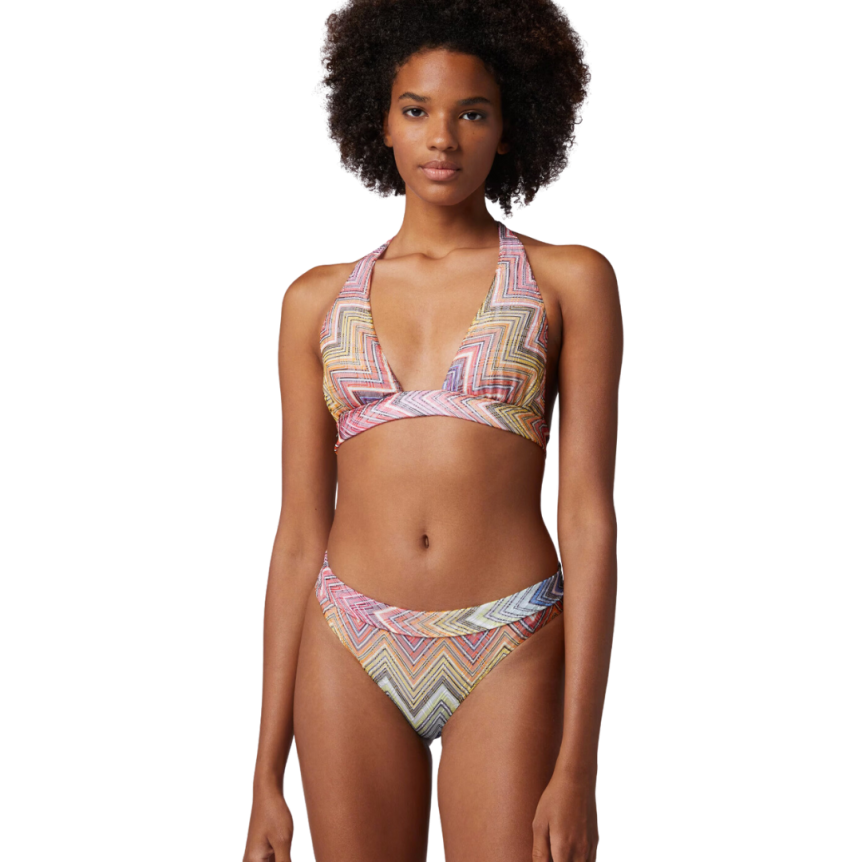 Maillot de bain MISSONI 2 pièces triangle chevrons multicolore
