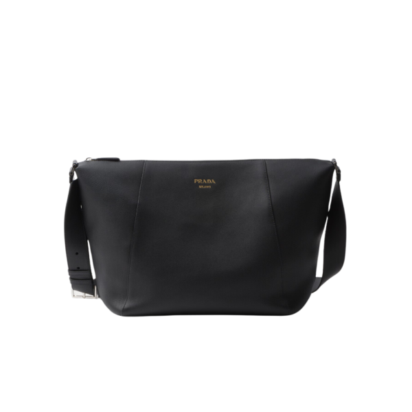 Sac porté épaule PRADA cuir noir logo lettres dorées