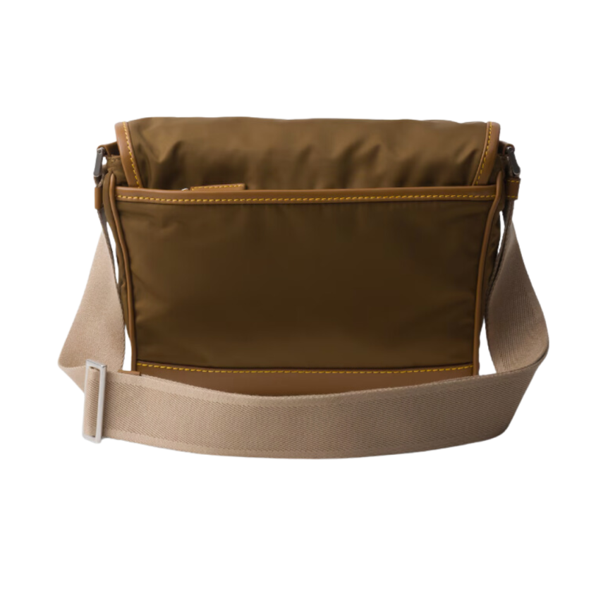 Sac porté épaule à rabat PRADA Re-Nylon cuir caramel