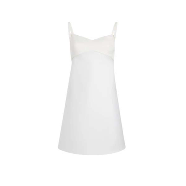 Robe courte KHAITE à bretelles Eli trapèze soie craie