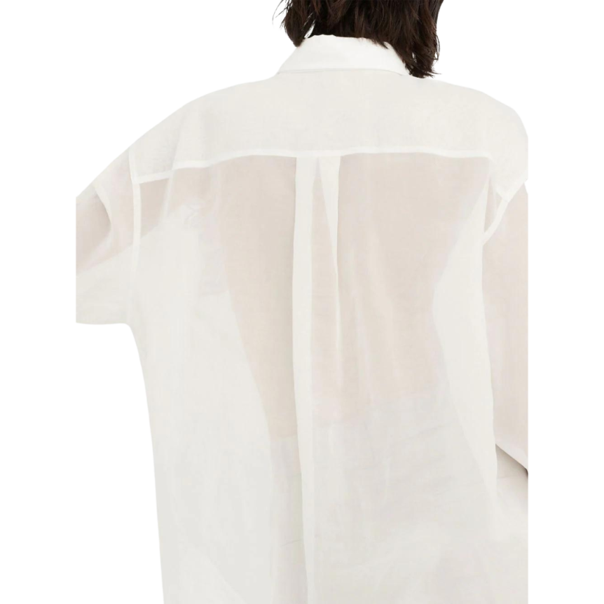 chemise manche longue BRUNELLO CUCINELLI coton blanc broderie fleurs