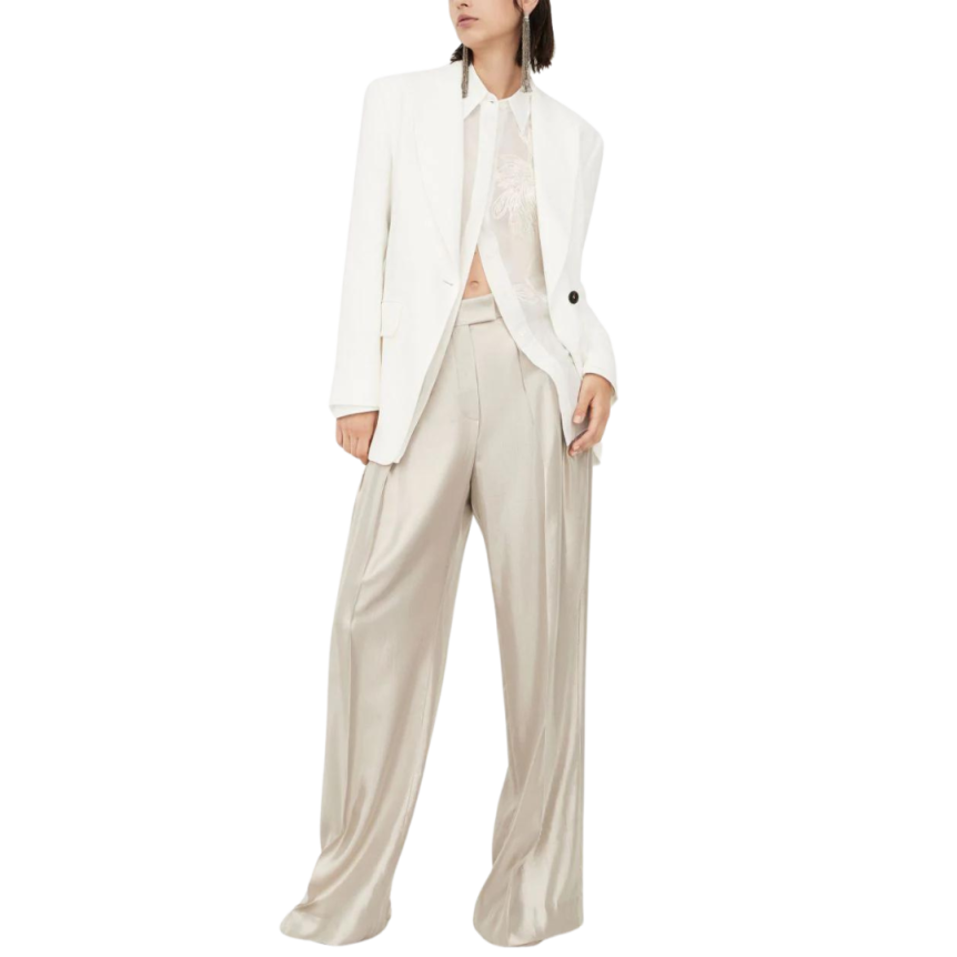 chemise manche longue BRUNELLO CUCINELLI coton blanc broderie fleurs