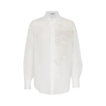 chemise manche longue coton blanc broderie fleurs