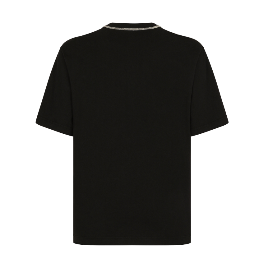 T-shirt DOLCE & GABBANA manche courte Palermo coton noir imprimé blason beige