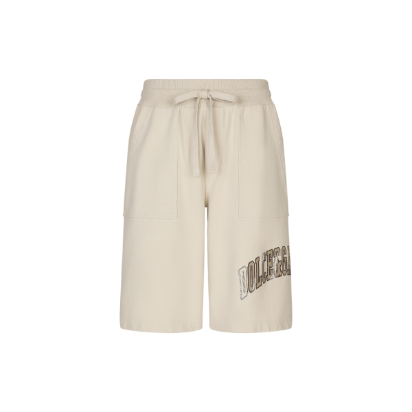 Short jogging DOLCE & GABBANA Palermo coton beige logo broderie