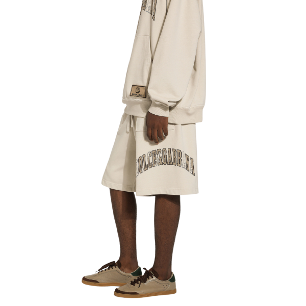 Short jogging DOLCE & GABBANA Palermo coton beige logo broderie