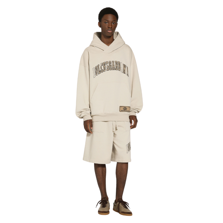 Short jogging DOLCE & GABBANA Palermo coton beige logo broderie