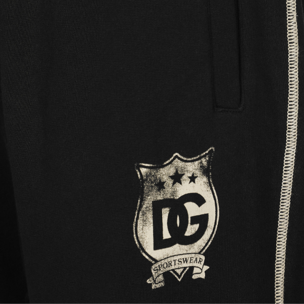 Pantalon DOLCE & GABBANA jogging noir logo DG blason beige