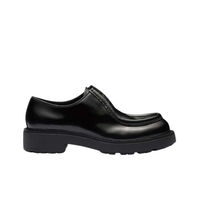 Chaussures à lacets PRADA Diapason cuir brossé opaque noir