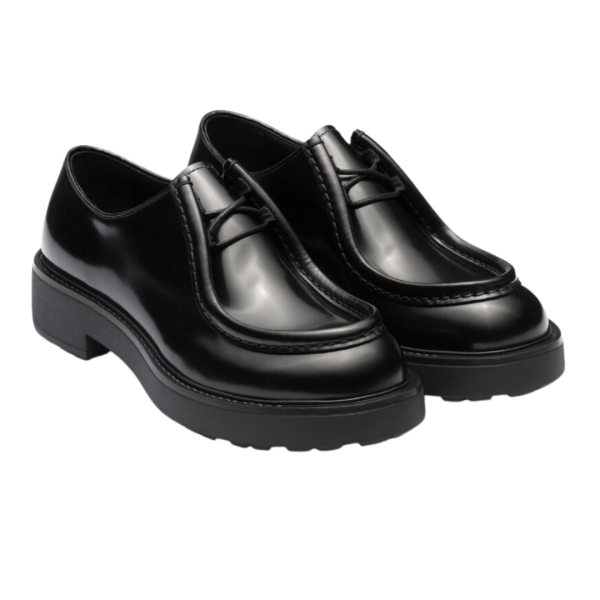 Chaussures à lacets PRADA Diapason cuir brossé opaque noir