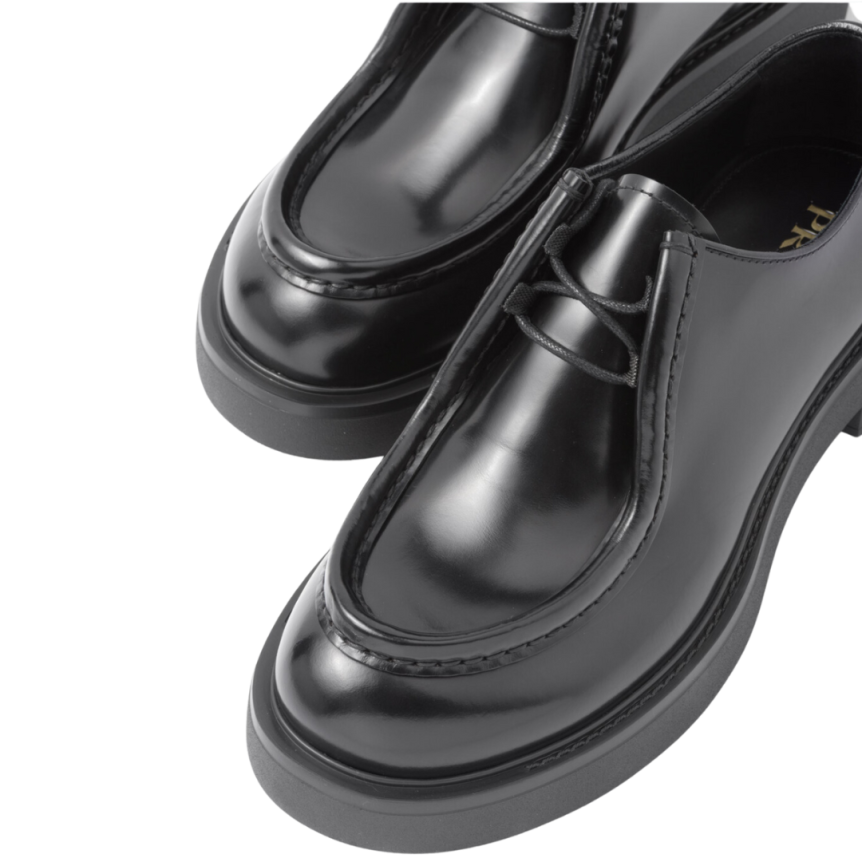 Chaussures à lacets PRADA Diapason cuir brossé opaque noir