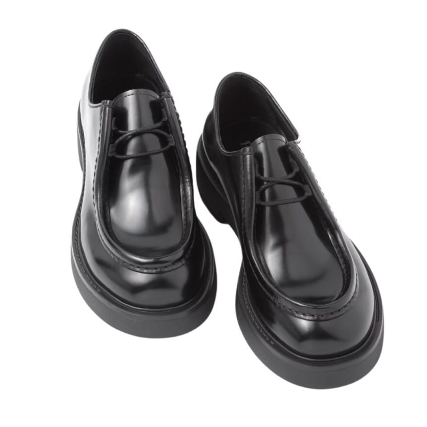 Chaussures à lacets PRADA Diapason cuir brossé opaque noir