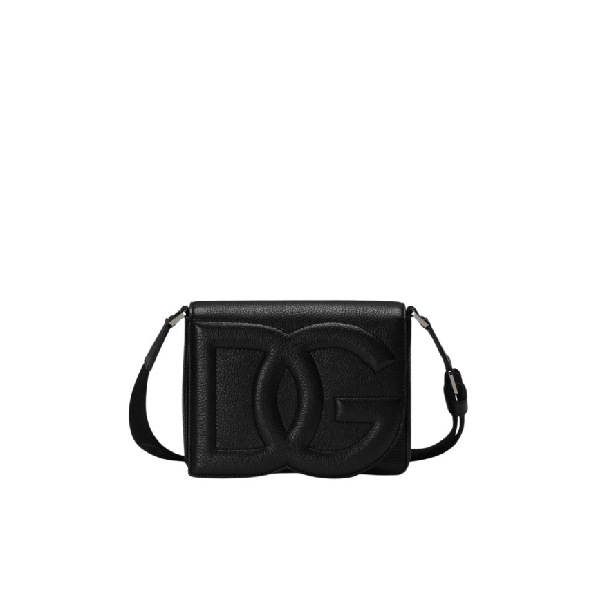 Sac bandoulière DOLCE & GABBANA cuir de cerf noir DG matelassé effet 3D