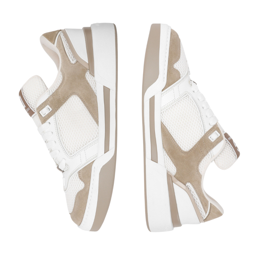 Baskets DOLCE & GABBANA New Roma bi matière cuir veau blanc daim beige