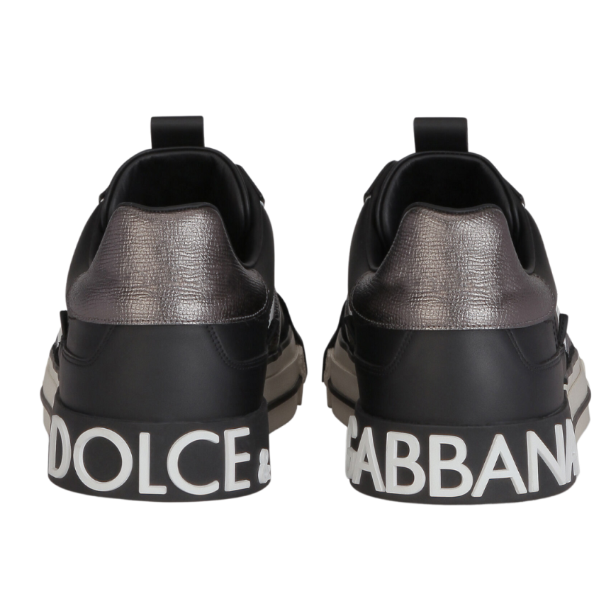 Baskets DOLCE & GABBANA Custom 2.Zero cuir veau noir semelle blanche