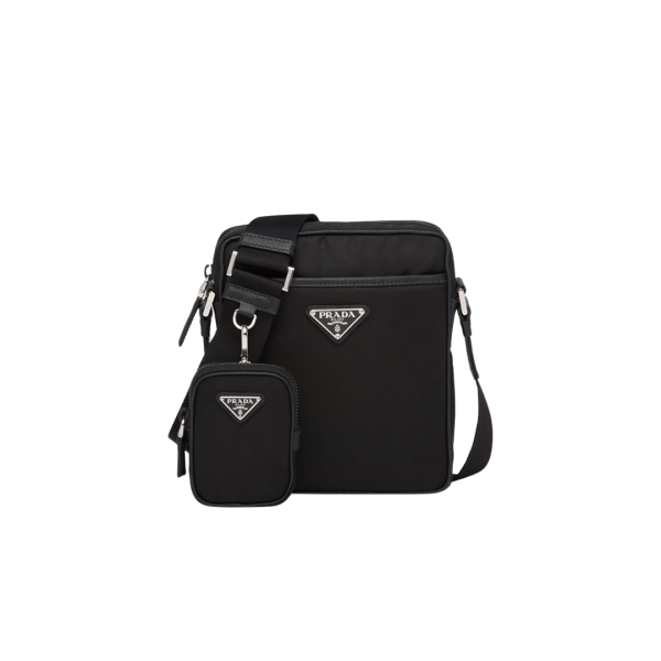 Sac sacoche PRADA bandoulière carré nylon noir logo triangle