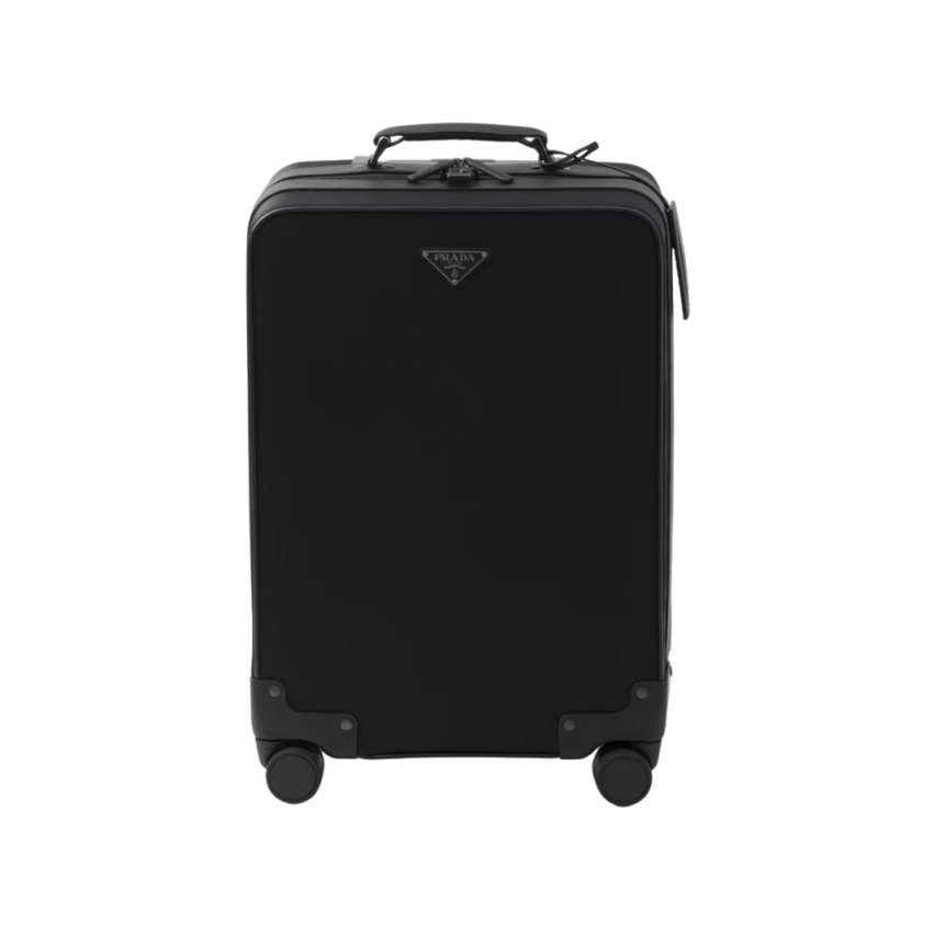 Valise à roulettes PRADA Re-Nylon cuir Saffiano noir