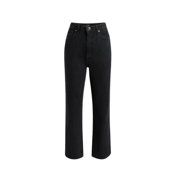 Jeans KHAITE Abigail droit taille haute denim coton noir