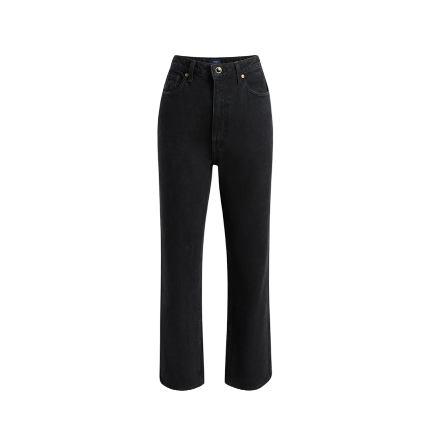 Jeans KHAITE Abigail droit taille haute denim coton noir