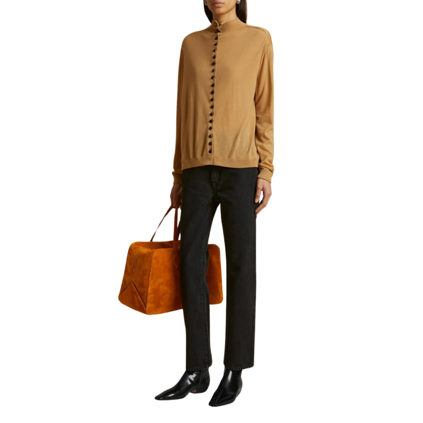 Jeans KHAITE Abigail droit taille haute denim coton noir