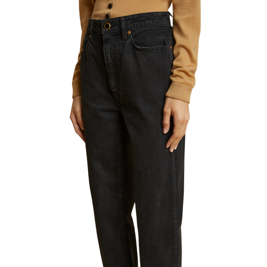 Jeans KHAITE Abigail droit taille haute denim coton noir