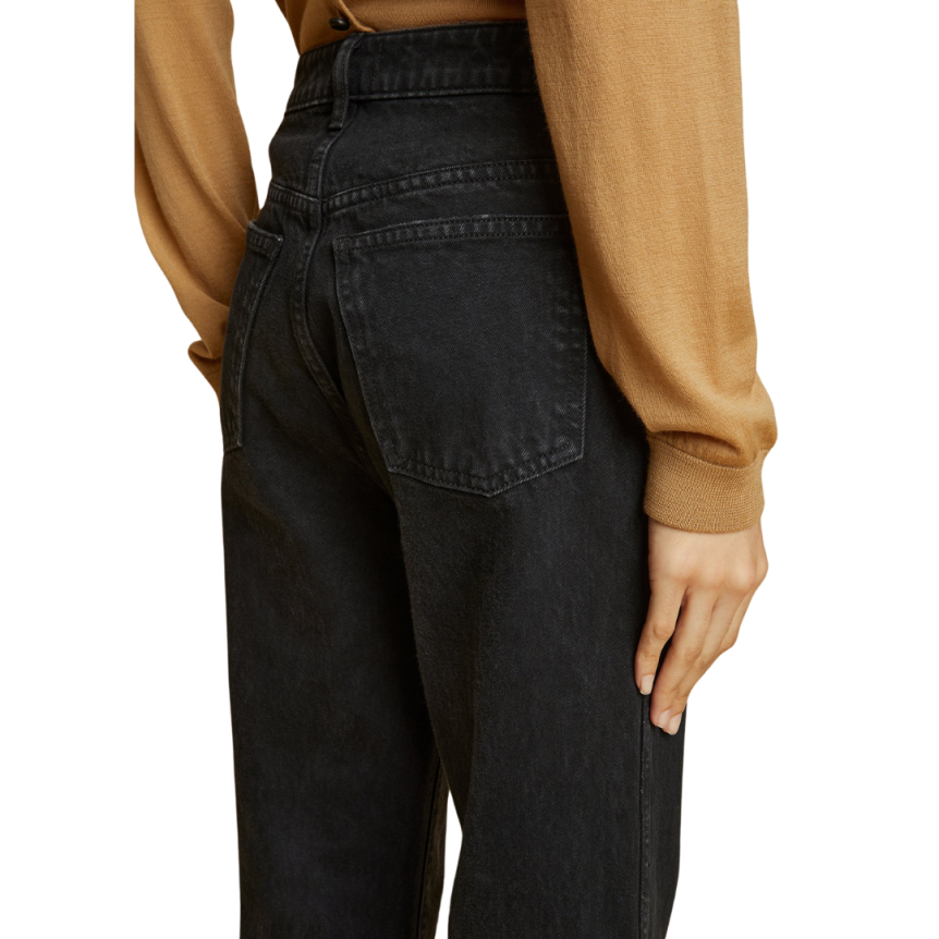 Jeans KHAITE Abigail droit taille haute denim coton noir