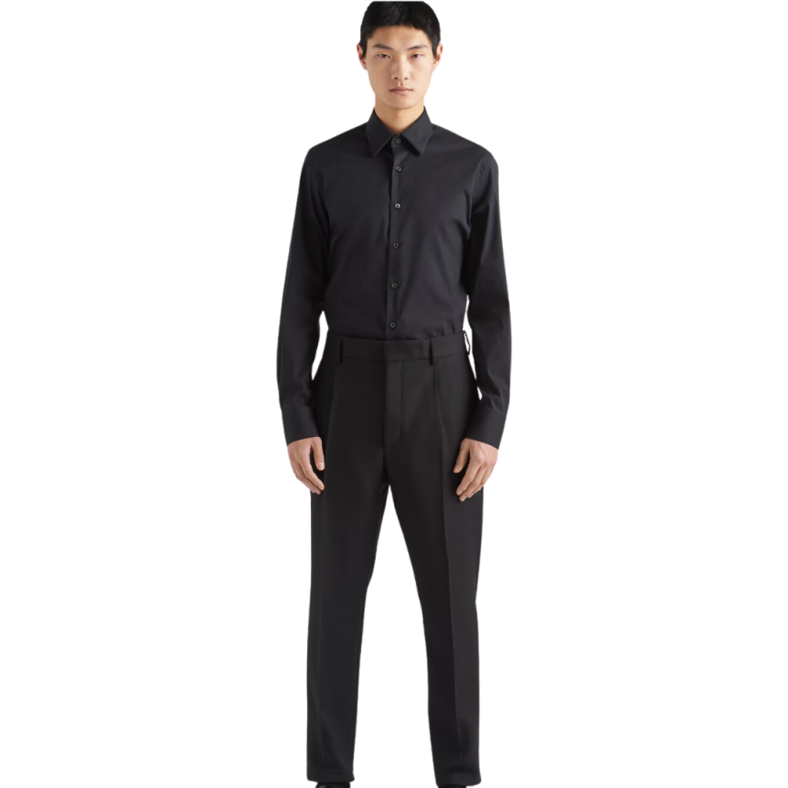 Chemise manche longue PRADA ajustée coton stretch noir