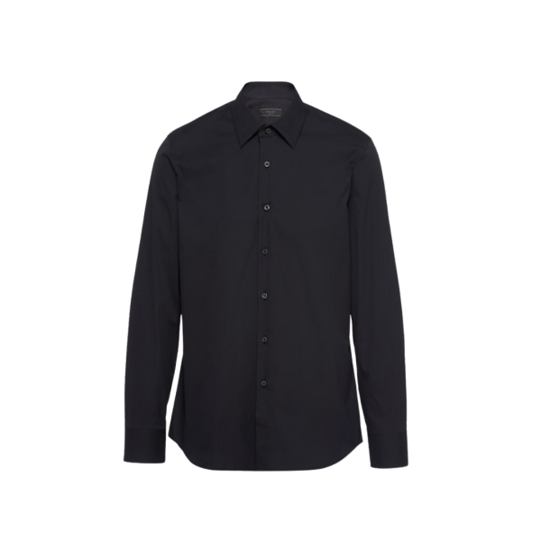 Chemise manche longue PRADA ajustée coton stretch noir