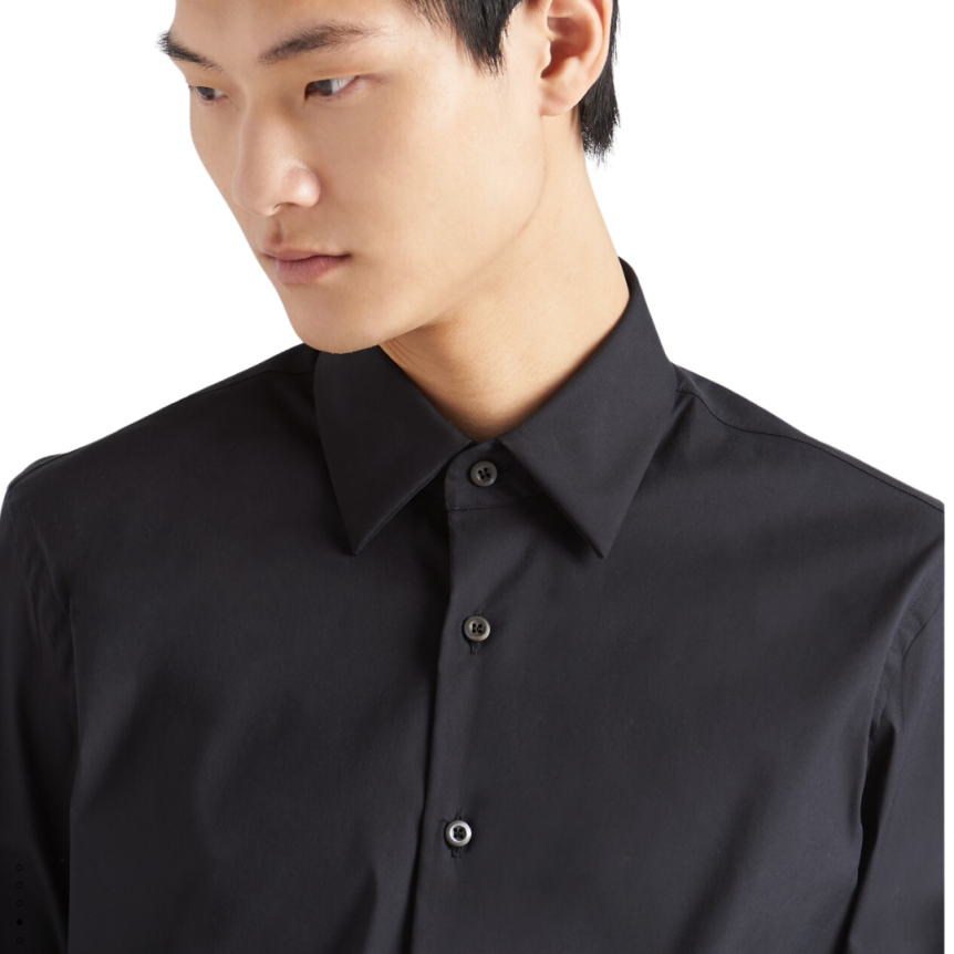 Chemise manche longue PRADA ajustée coton stretch noir
