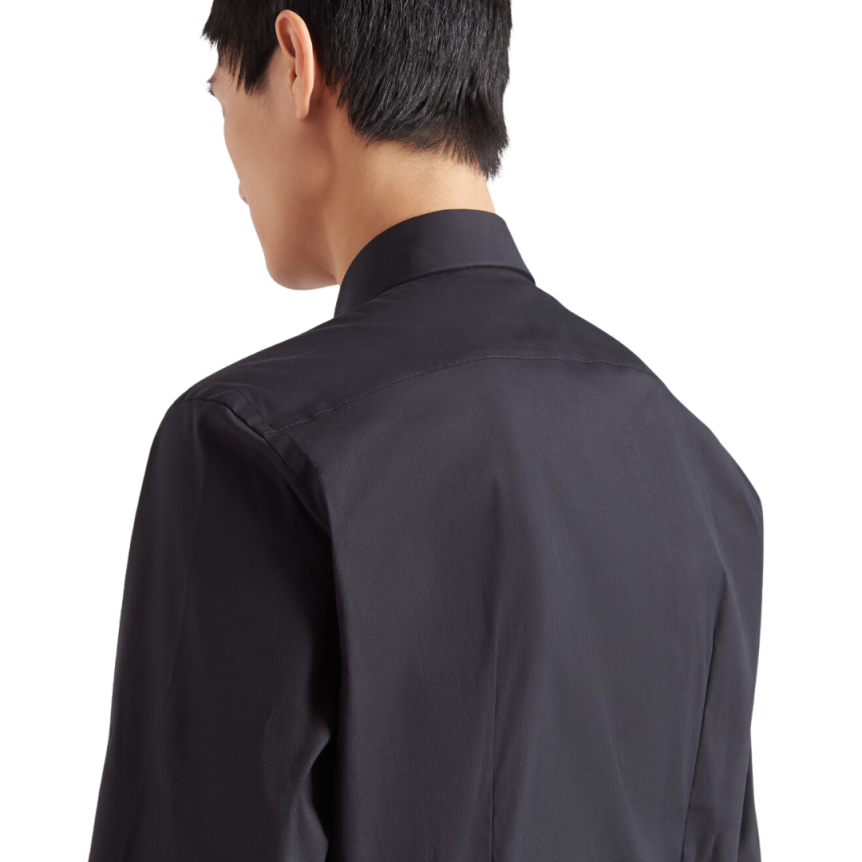 Chemise manche longue PRADA ajustée coton stretch noir