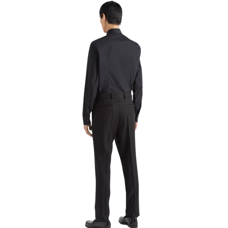 Chemise manche longue PRADA ajustée coton stretch noir
