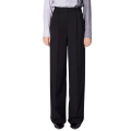 Pantalon à plis large droit laine stretch noir