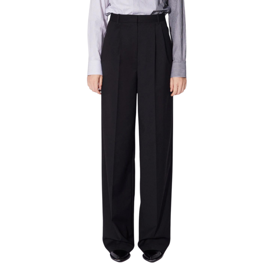 Pantalon large BARBARA BUI droit laine stretch noir