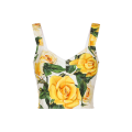 Corset Flowering popeline coton blanc imprimé fleur jaune