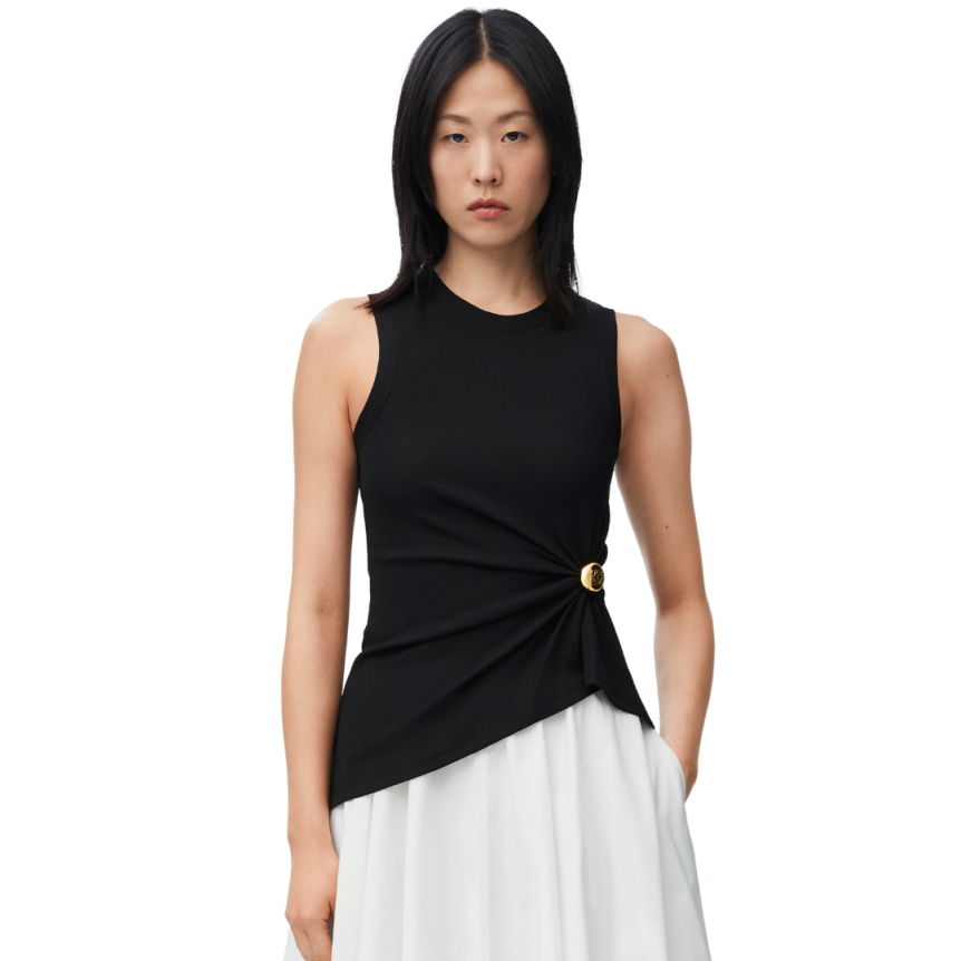 Haut LOEWE Pebble jersey coton côtelé stretch noir broche anagram