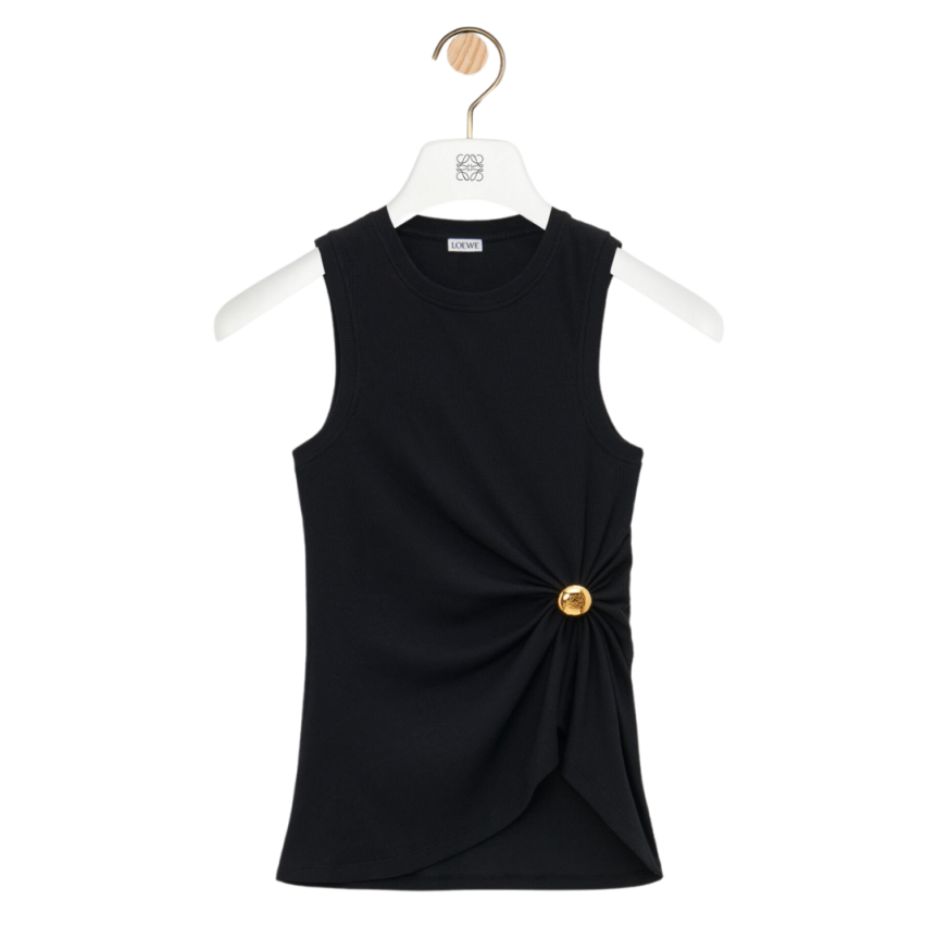 Haut LOEWE Pebble jersey coton côtelé stretch noir broche anagram
