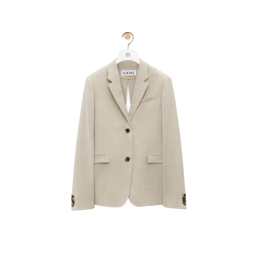 Veste blazer LOEWE boutons laine beige clair chiné dos fendu