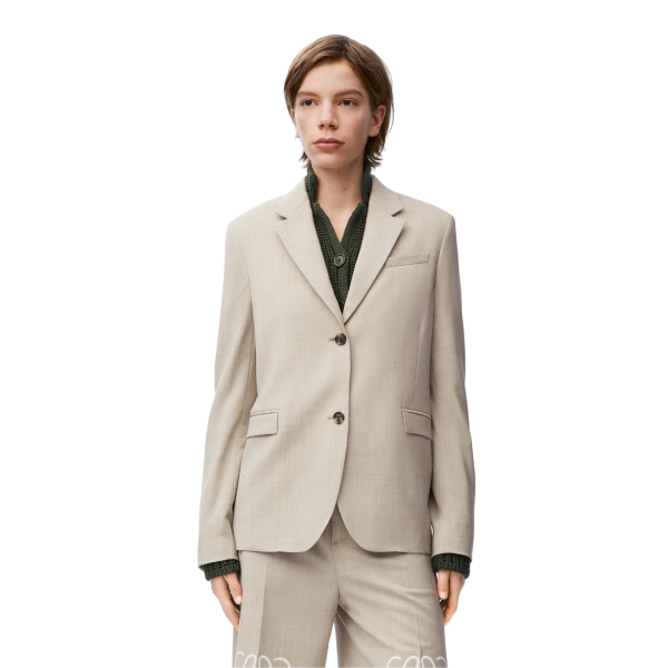Veste blazer LOEWE boutons laine beige clair chiné dos fendu