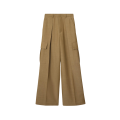 Pantalon cargo large laine marron tabac