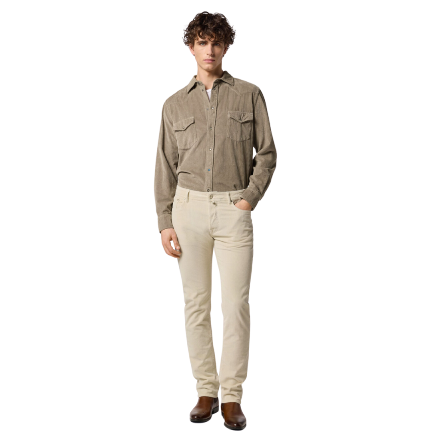 Pantalon JACOB COHEN Bard slim coton modal velours côtelé écru