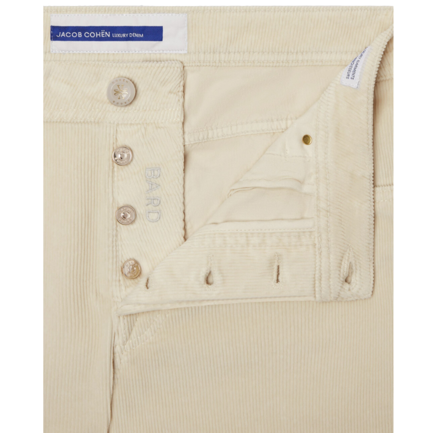 Pantalon JACOB COHEN Bard slim coton modal velours côtelé écru