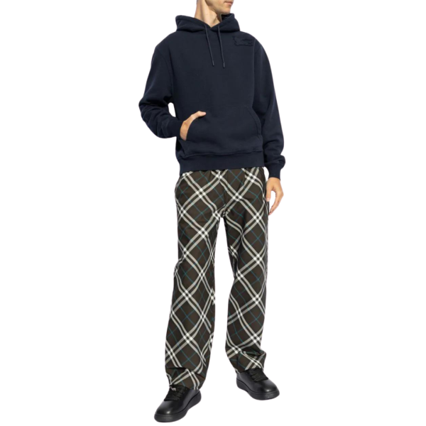 Sweat à capuche BURBERRY jersey coton épais bleu marine motif chevalier