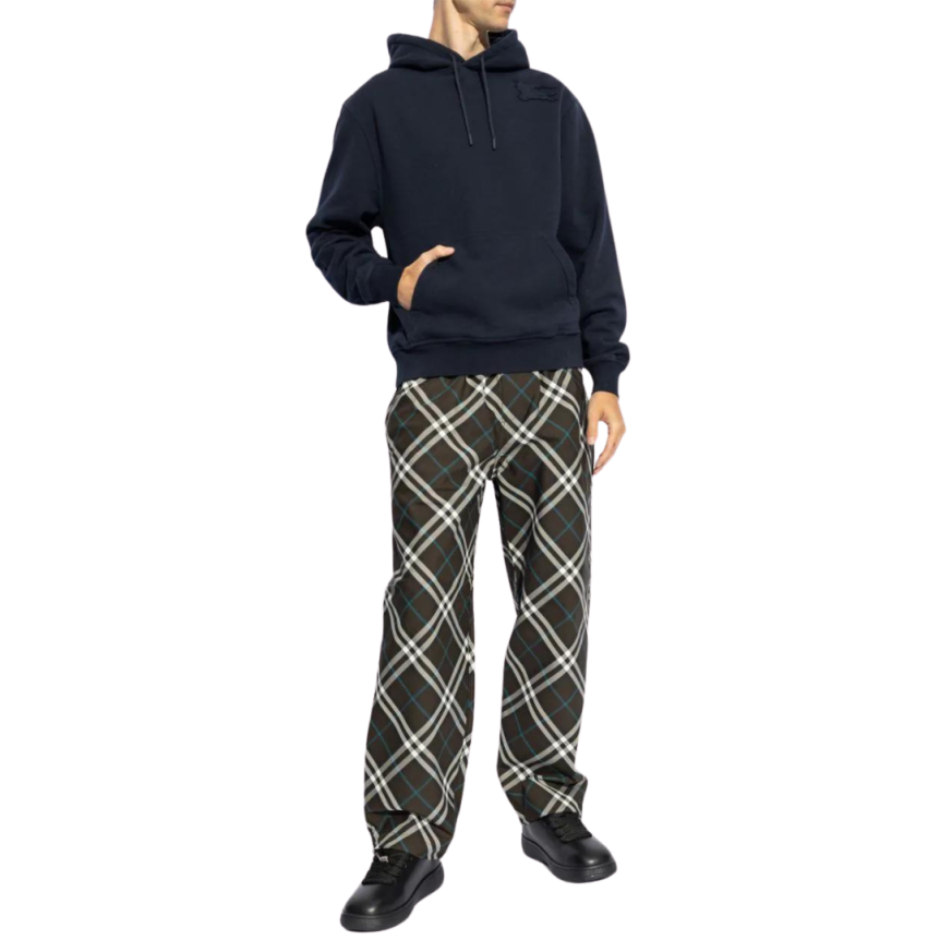 Sweat à capuche BURBERRY jersey coton épais bleu marine motif chevalier