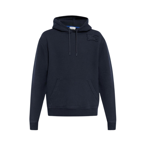 Sweat à capuche BURBERRY jersey coton épais bleu marine motif chevalier