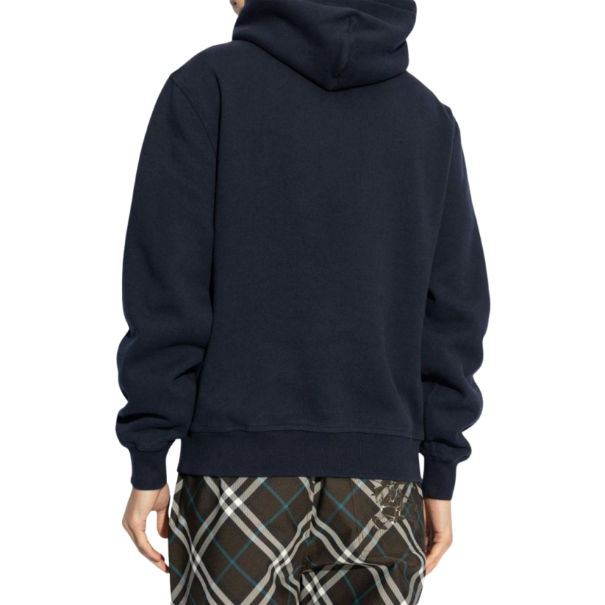 Sweat à capuche BURBERRY jersey coton épais bleu marine motif chevalier