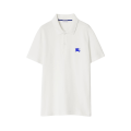 Polo manche courte coton piqué blanc logo cavalier bleu