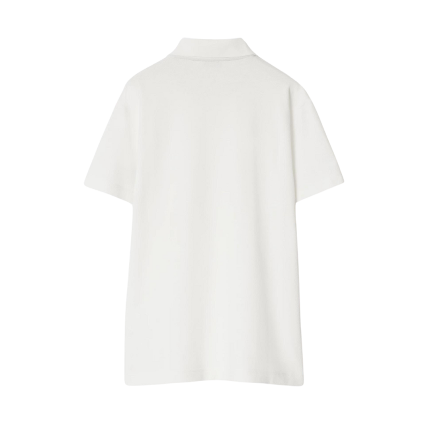 Polo BURBERRY manche courte coton piqué blanc logo cavalier bleu