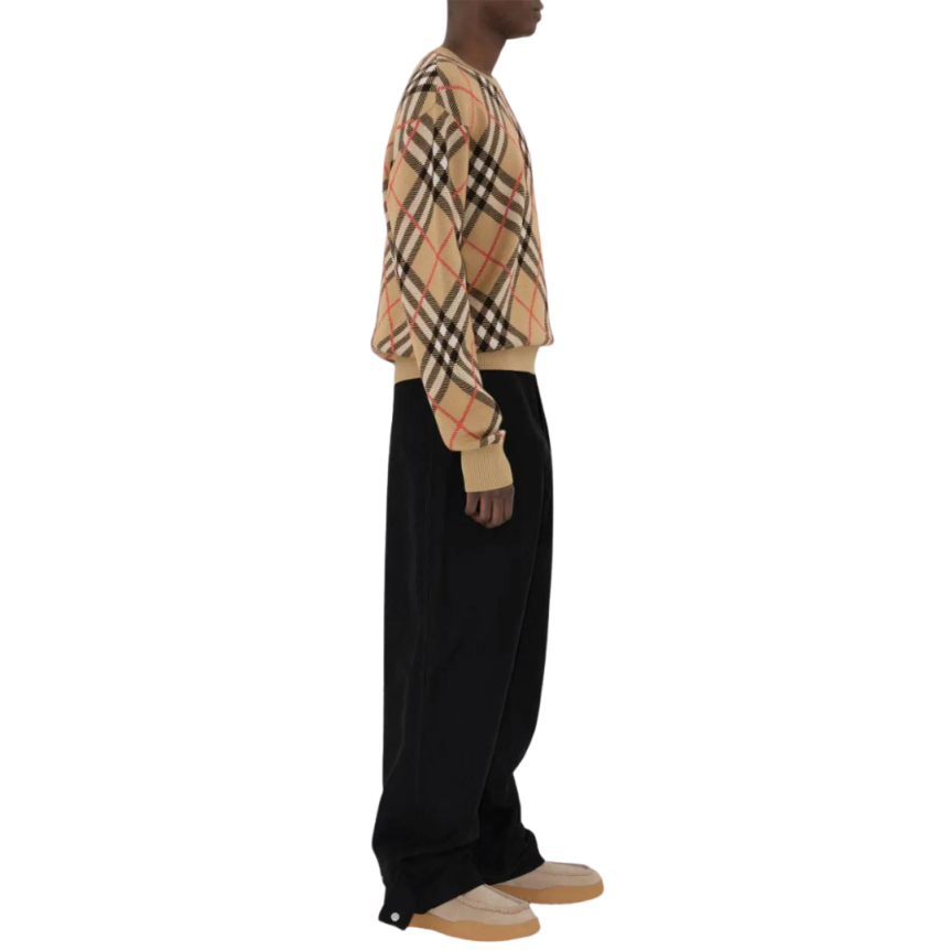 Pull BURBERRY laine mélangée beige nova check orange