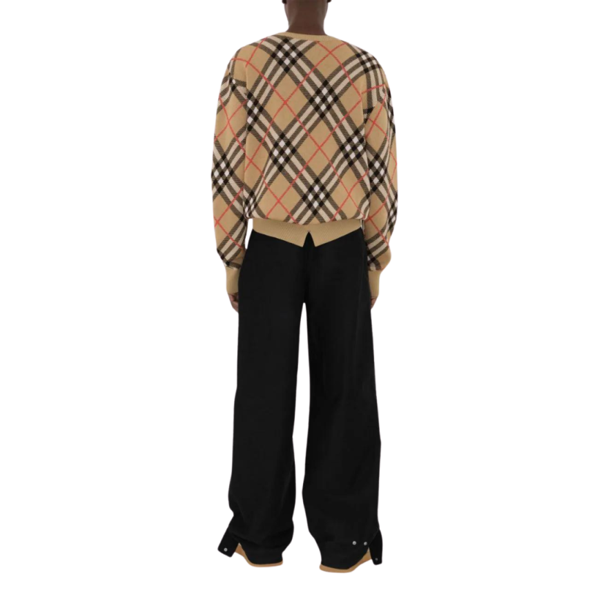 Pull BURBERRY laine mélangée beige nova check orange